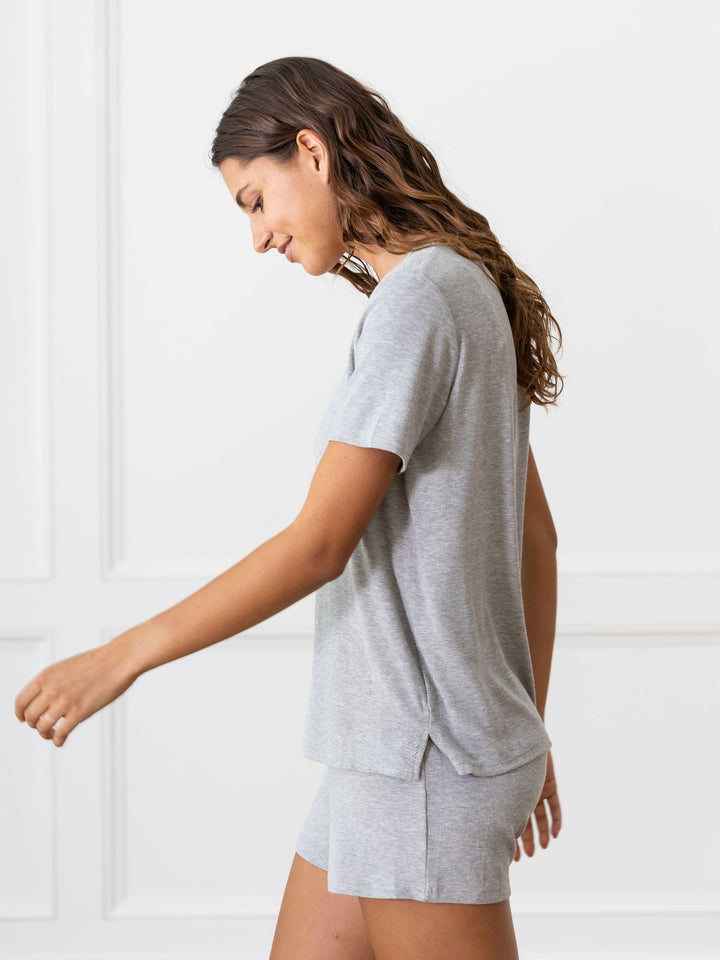 Women's Rib-Knit Bamboo Lounge T-Shirt - Grey