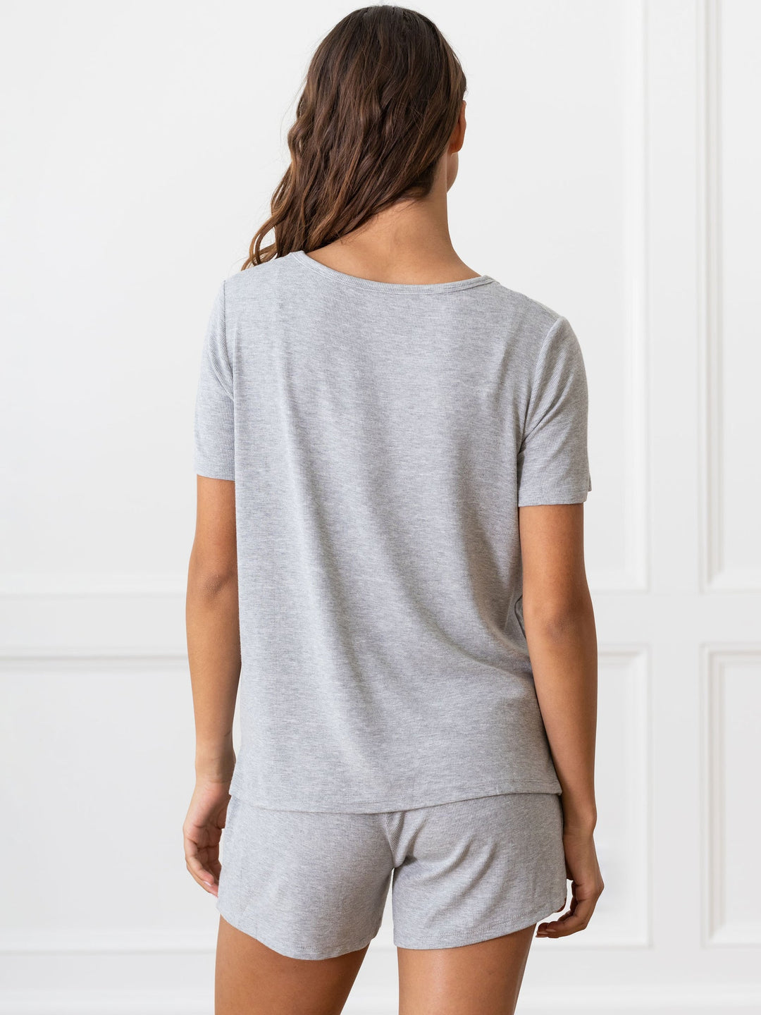 Women's Rib-Knit Bamboo Lounge T-Shirt - Grey