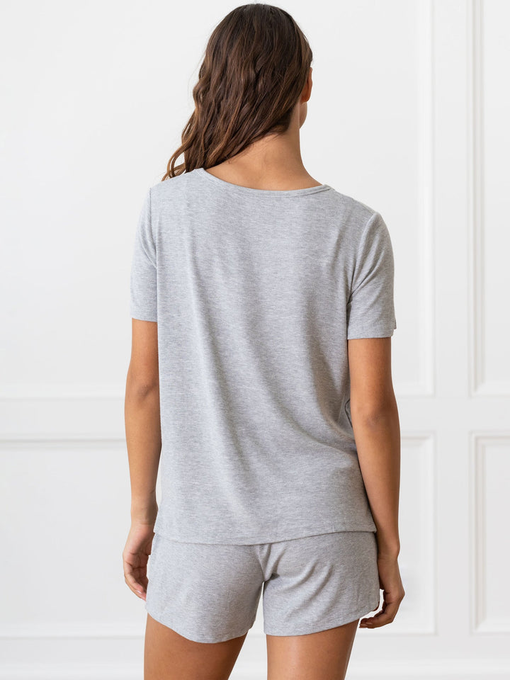 Women's Rib-Knit Bamboo Lounge T-Shirt - Grey