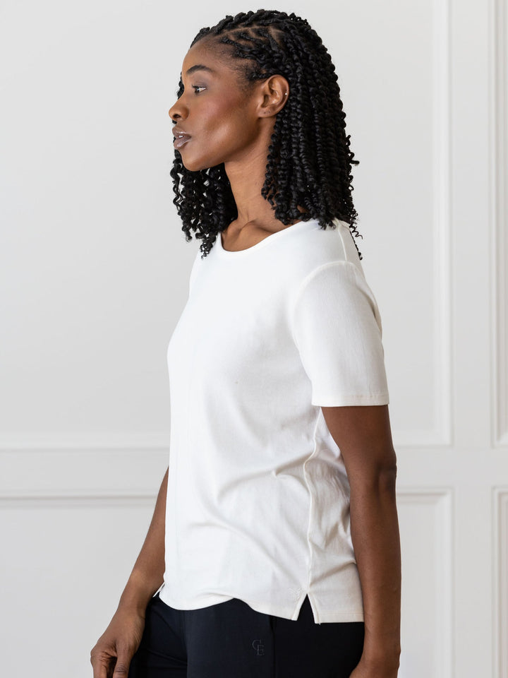 Women's Rib-Knit Bamboo Lounge T-Shirt - White