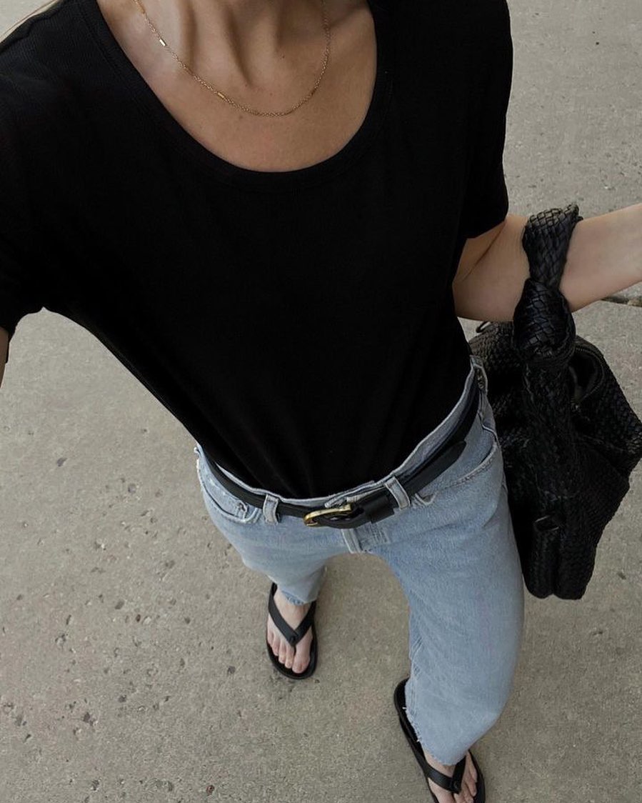 Women's Rib-Knit Bamboo Lounge T-Shirt - Black