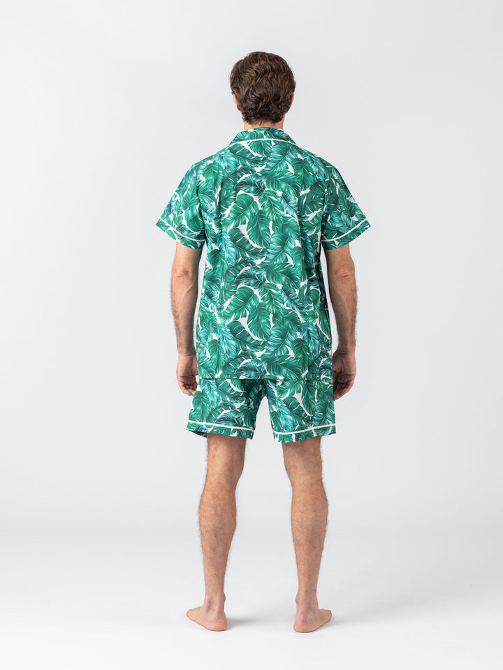 Personalised Men's Satin Pyjama Set - Hamptons Short Sleeve