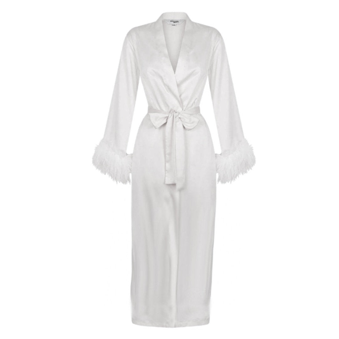 Ivory Feather Long Maxi Robe