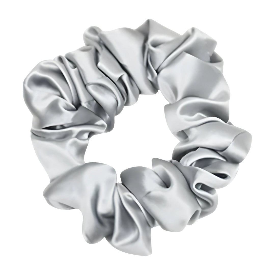 Silk Scrunchie Hair Ties Luxe Accessory – Grey