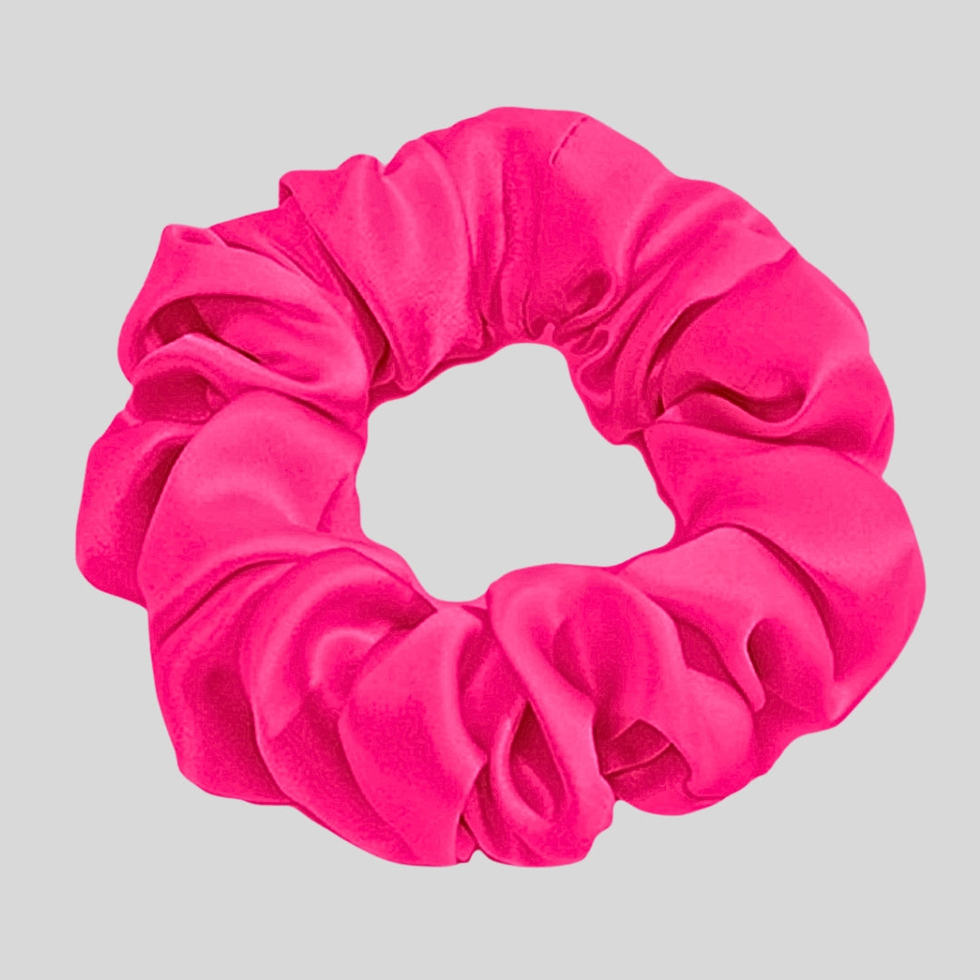 Silk Scrunchie Hair Ties Luxe Accessory – Hot Pink