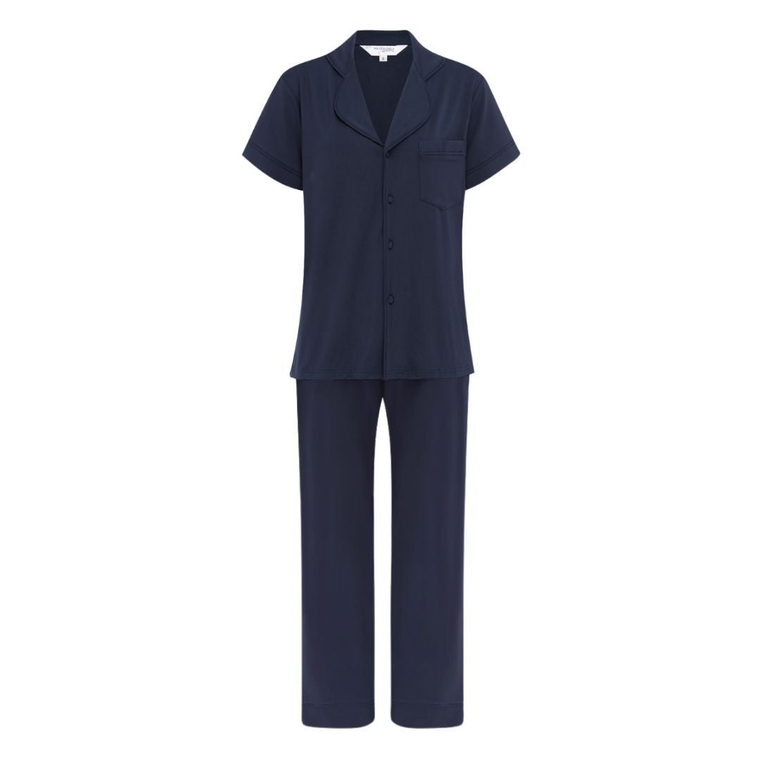 Modal Pyjamas Short Sleeve Long Pants Navy – Midnight Mischief