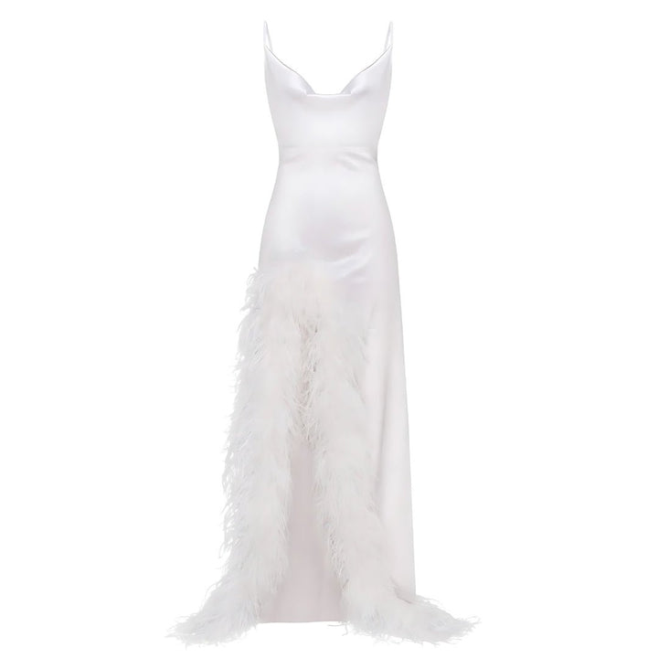Celeste Feather Maxi Dress – Ivory