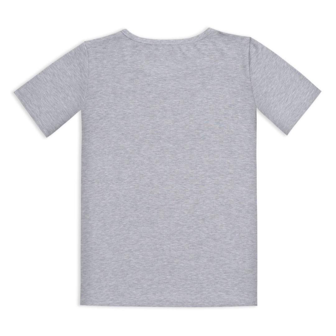 Women's Rib-Knit Bamboo Lounge T-Shirt - Grey