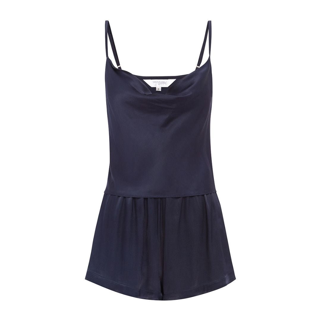 Cowl Neck Viscose Cami Set - Navy (Faulty/Final Sale)