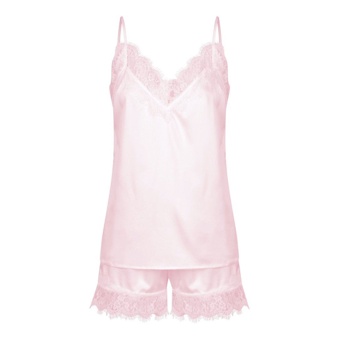 Satin Personalised Lace Camisole Set Pink – Midnight Mischief
