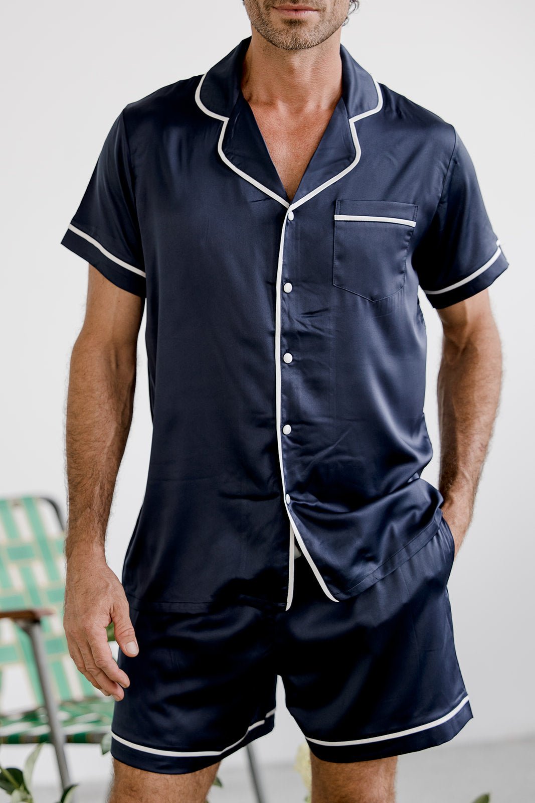 Luxe Personalised Men's Navy Satin Shorts