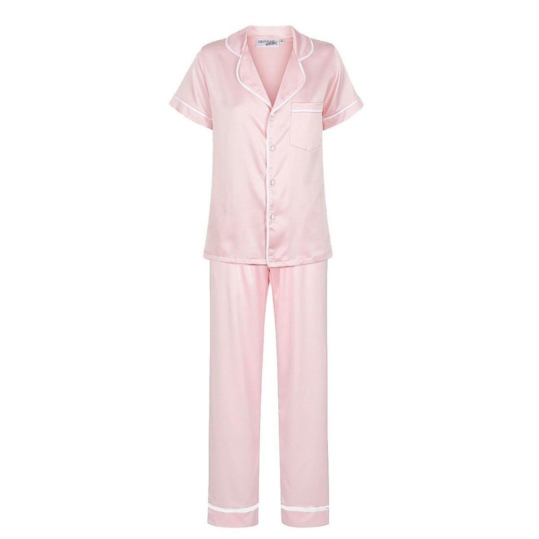 Satin Personalised Pyjama Set Short Sleeve Long Pants Bubble