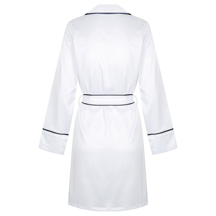 Satin Signature Personalised Robe - White/Navy