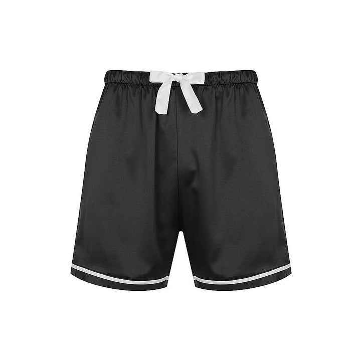 Men's Satin Personalised Pyjama Set - Short Sleeve Black/White