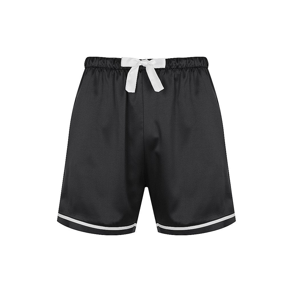 Men's Satin Personalised Pyjama Set - Cotton Shirt with Black Shorts