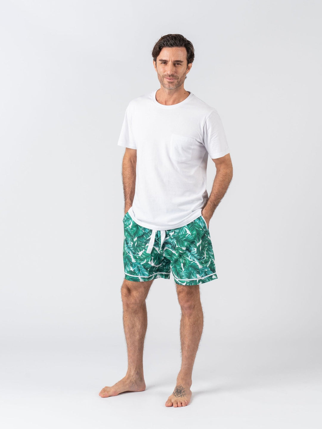 Men's Personalised Pyjama Set - Cotton Shirt with Hamptons Print Shorts