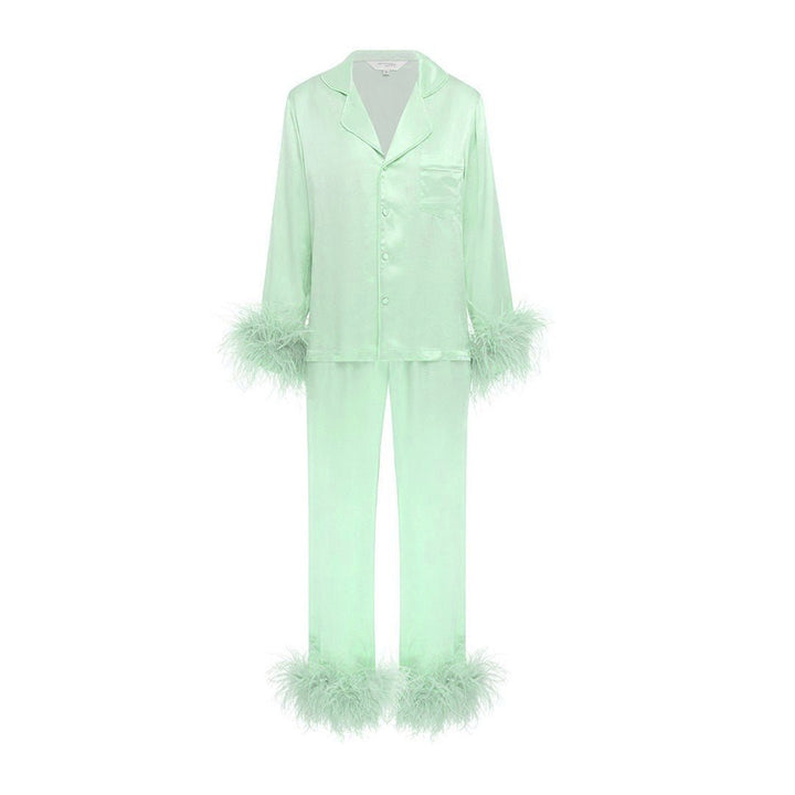 Sage Green Feather Pyjama Winter Set