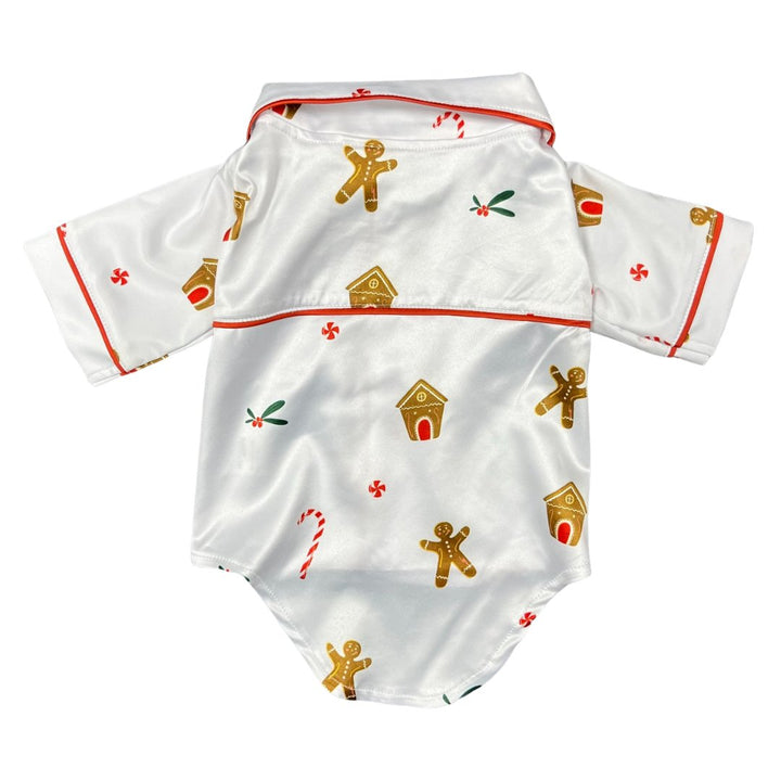 Satin Dog Pyjama Shirt - Gingerbread Print