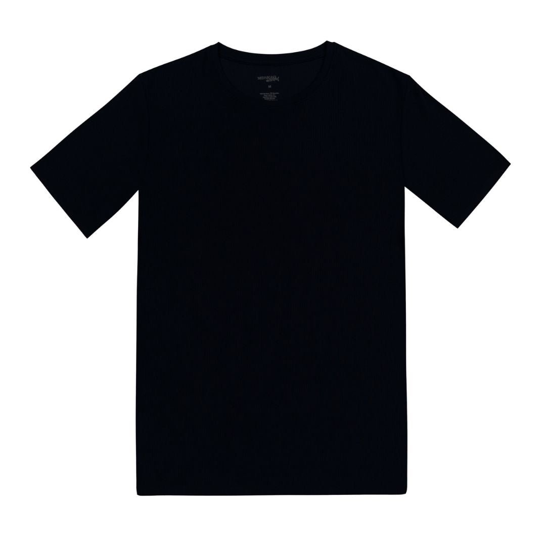 Women's Rib-Knit Bamboo Lounge T-Shirt - Black