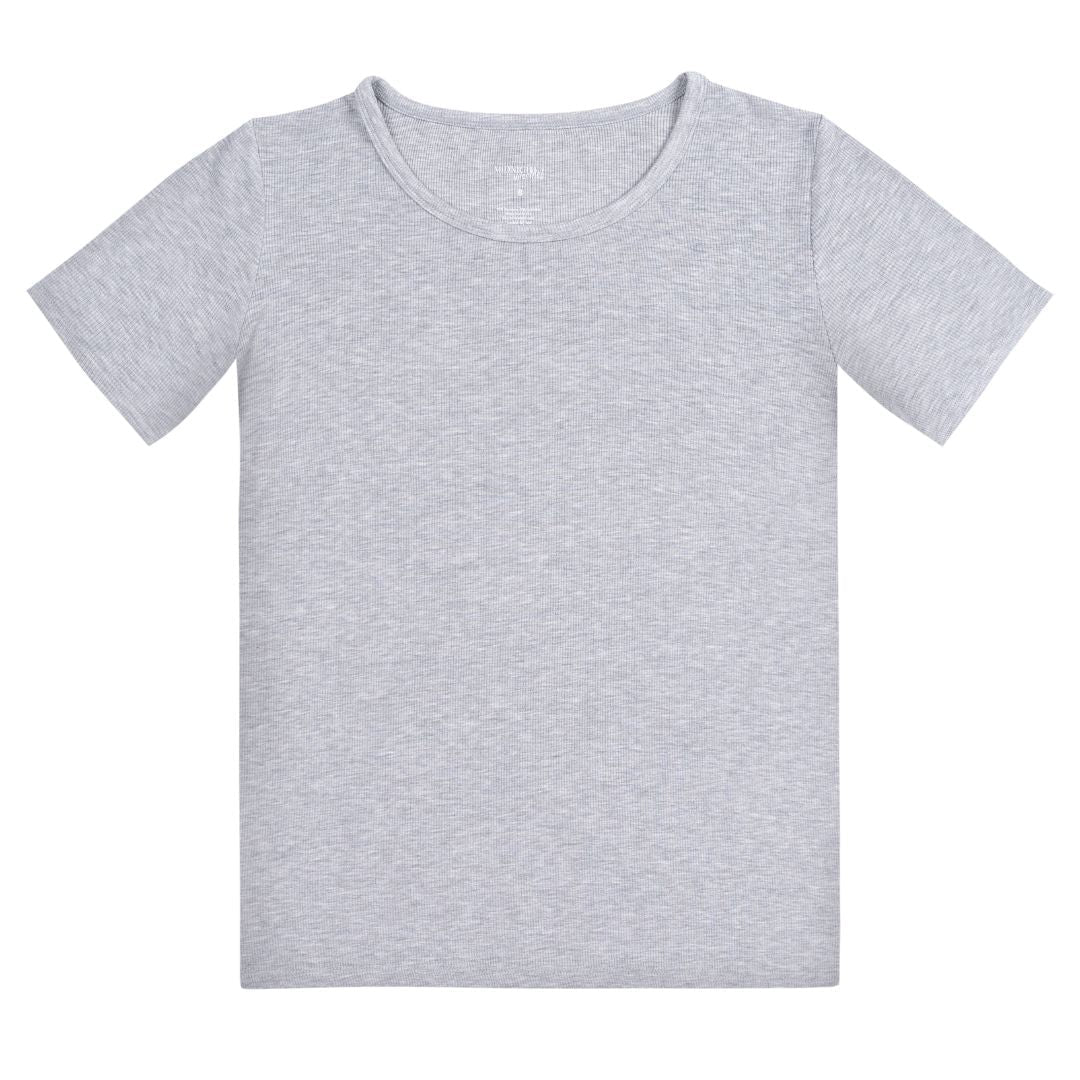 Women's Rib-Knit Bamboo Lounge T-Shirt - Grey