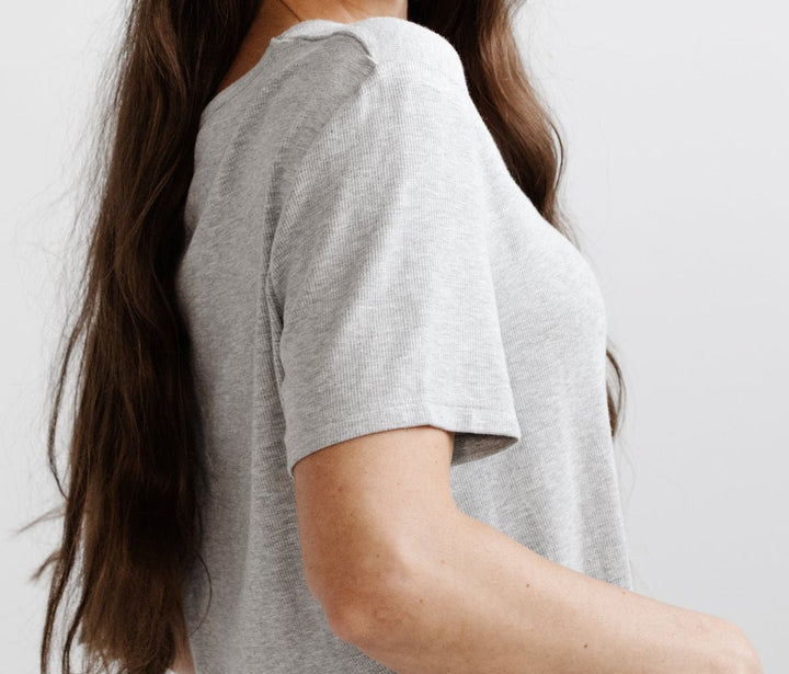Women's Rib-Knit Bamboo Lounge T-Shirt - Grey
