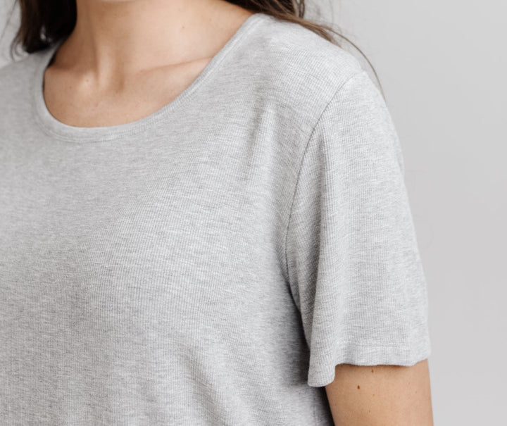 Women's Rib-Knit Bamboo Lounge T-Shirt - Grey