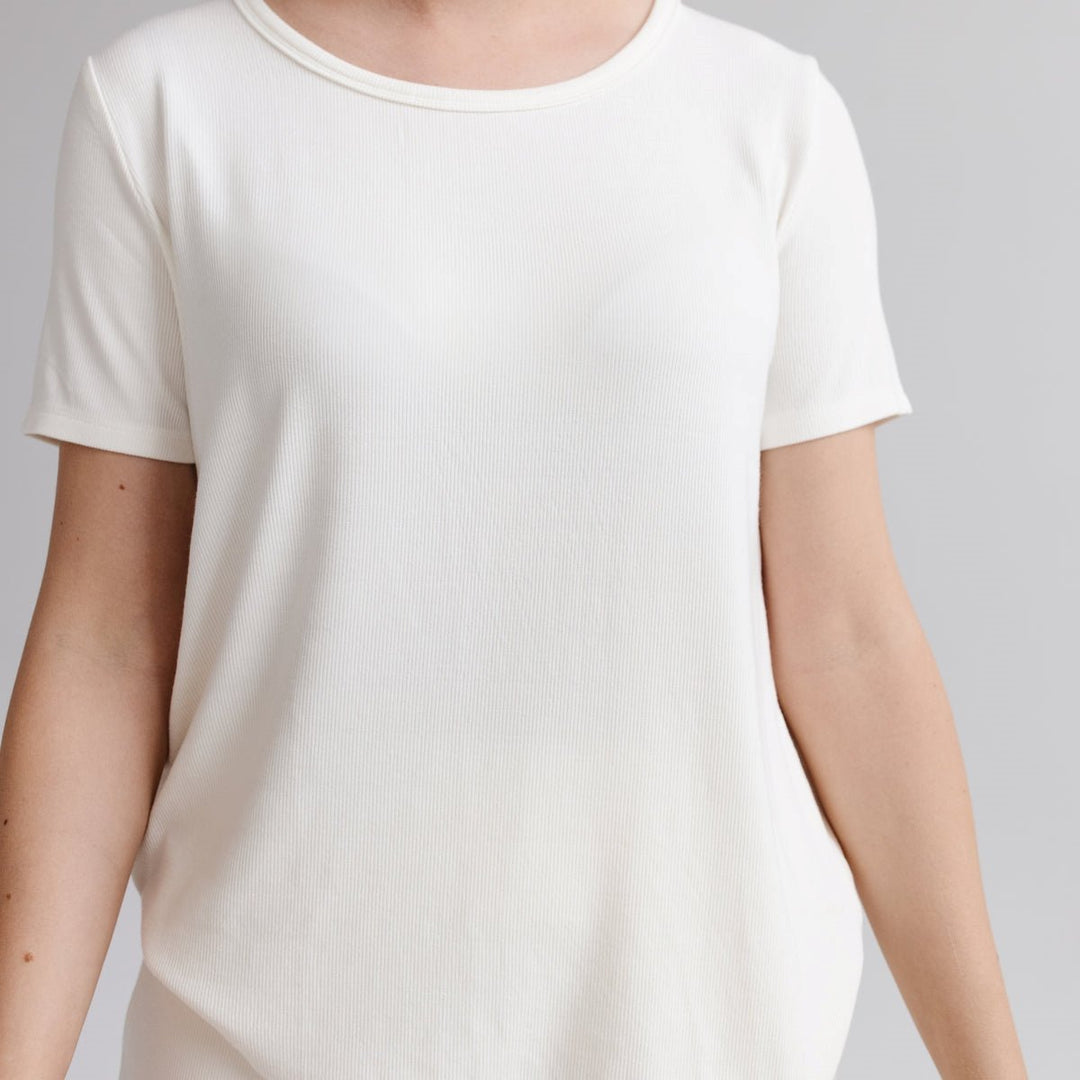 Women's Rib-Knit Bamboo Lounge T-Shirt - White