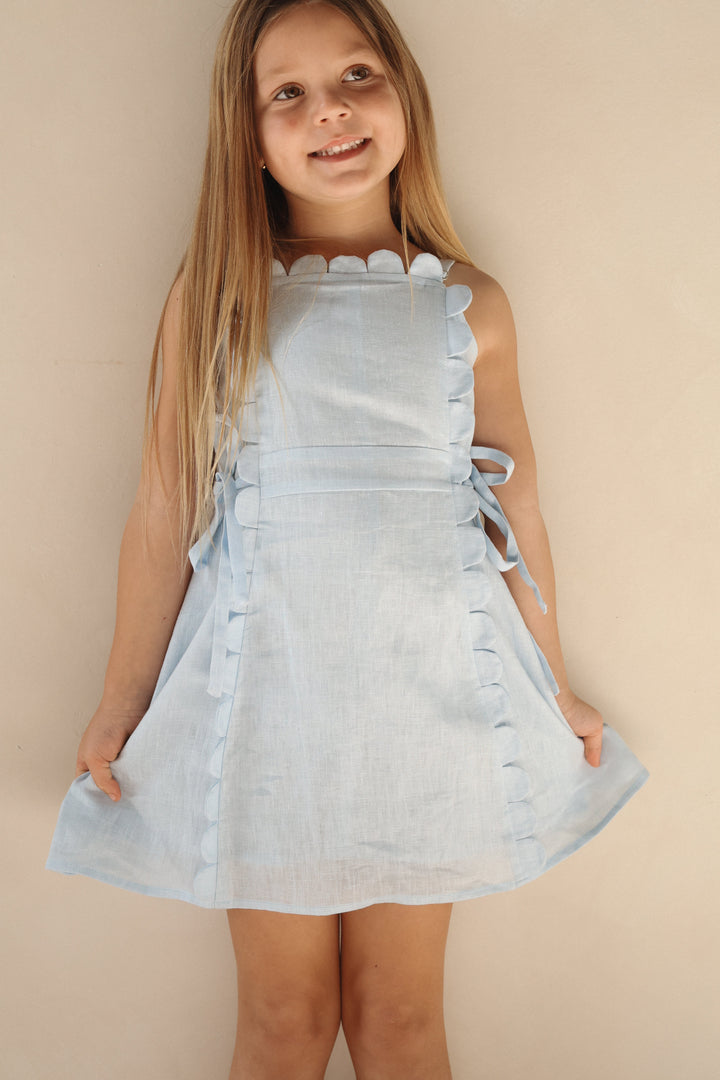 The Freya Linen Dress Blue