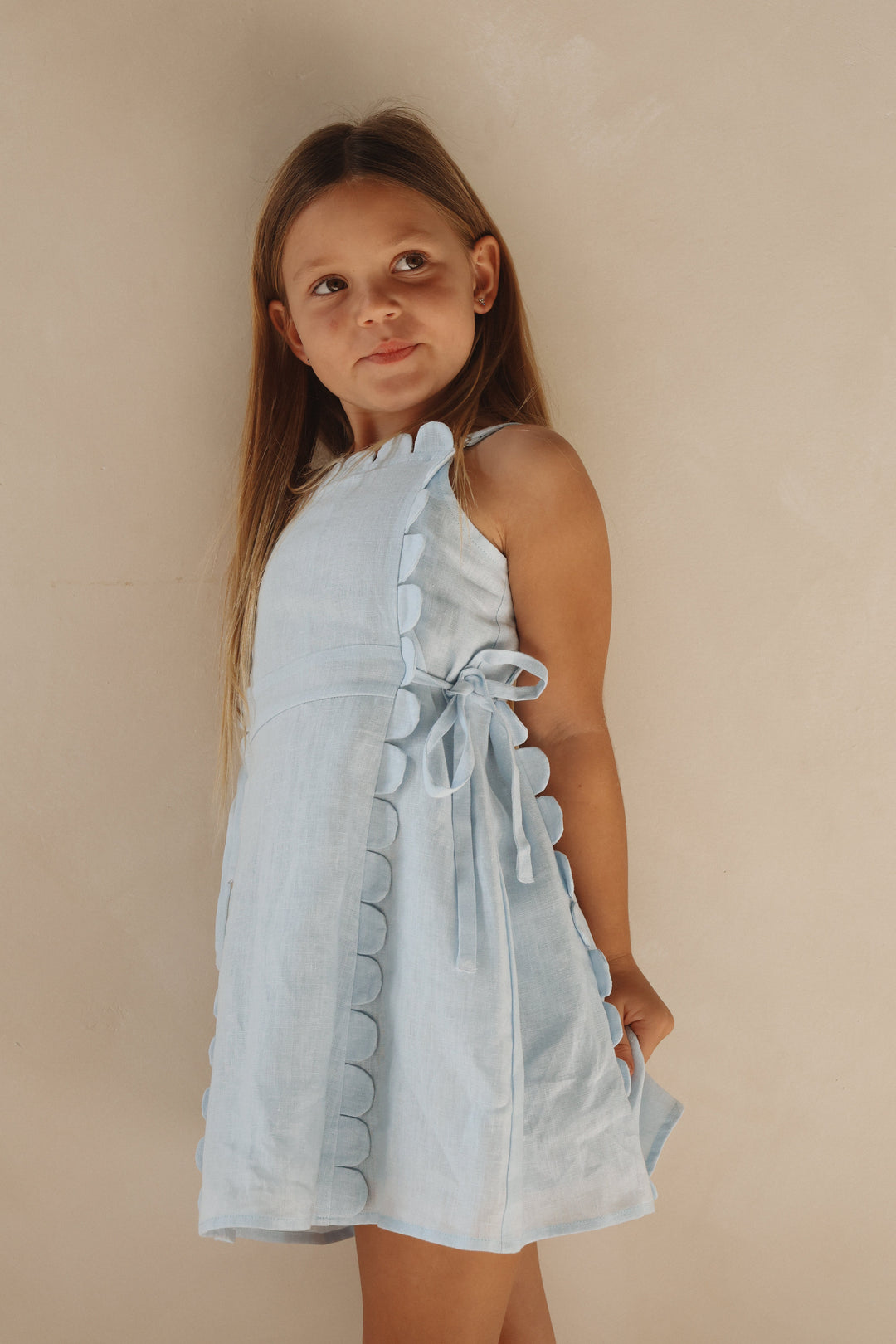 The Freya Linen Dress Blue