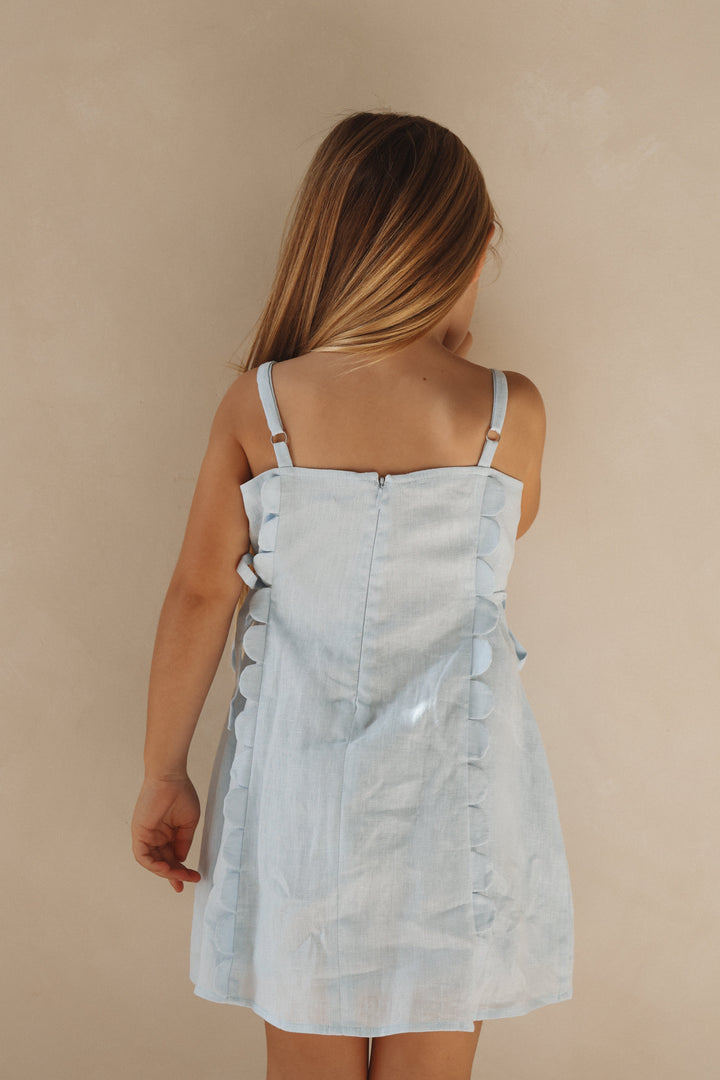 The Freya Linen Dress Blue