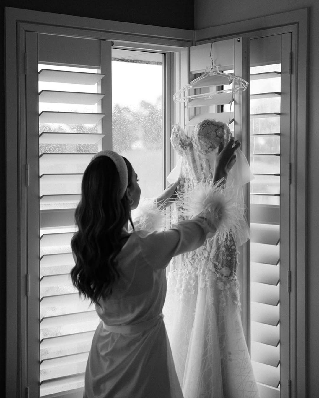 Ivory Satin Feather Short Robe