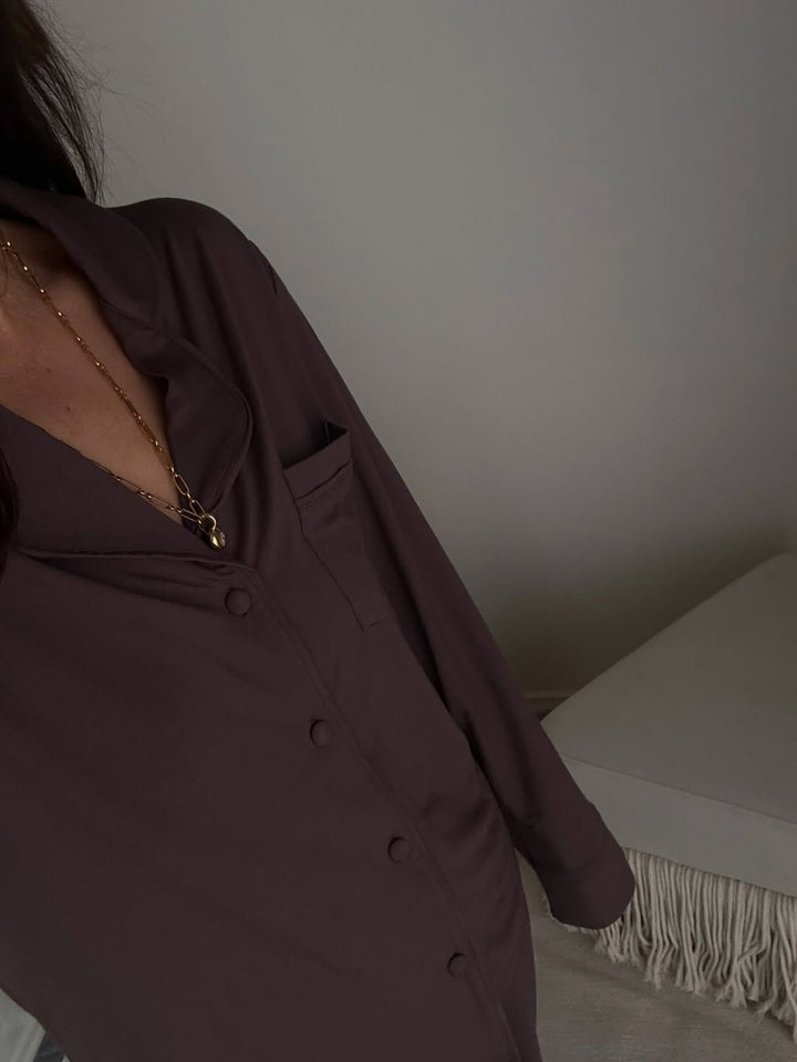 Midnight Modal Winter Pyjamas - Cacao Brown