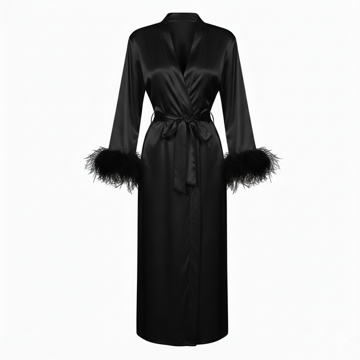 Black Feather Long Maxi Robe (Pre-order)