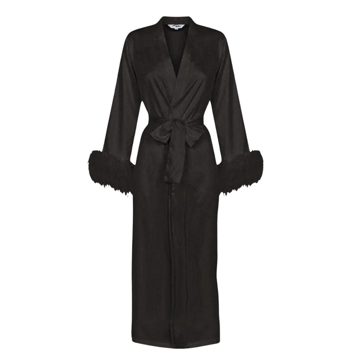 Black Feather Long Maxi Robe