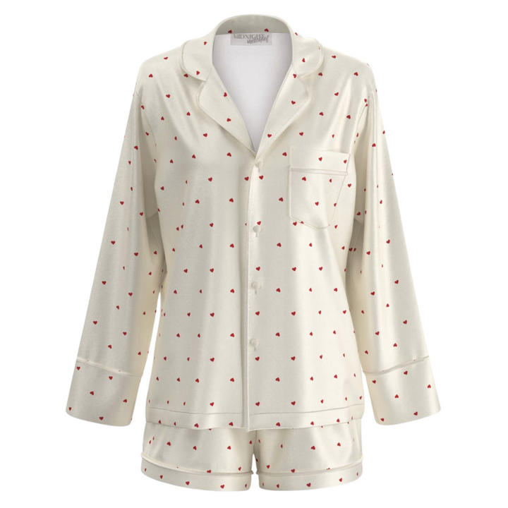 Love Heart Modal Spring Pyjamas - Cream