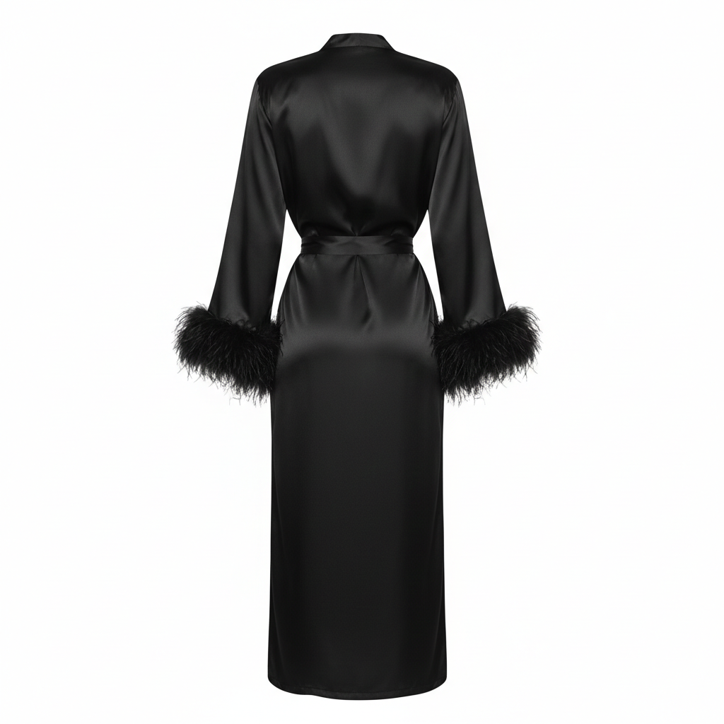 Black Feather Long Maxi Robe (Pre-order)