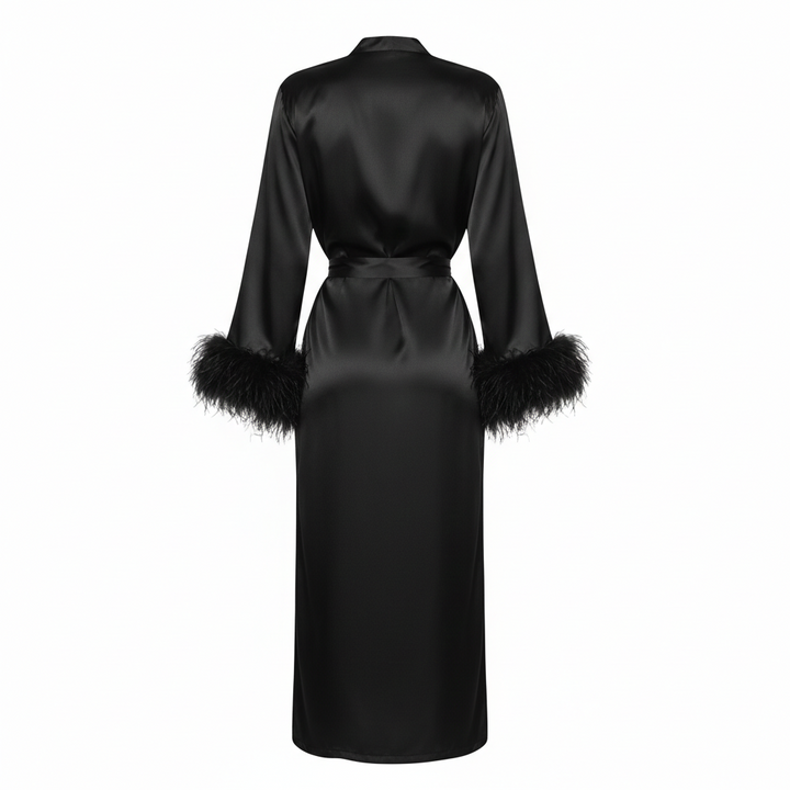 Black Feather Long Maxi Robe (Pre-order)