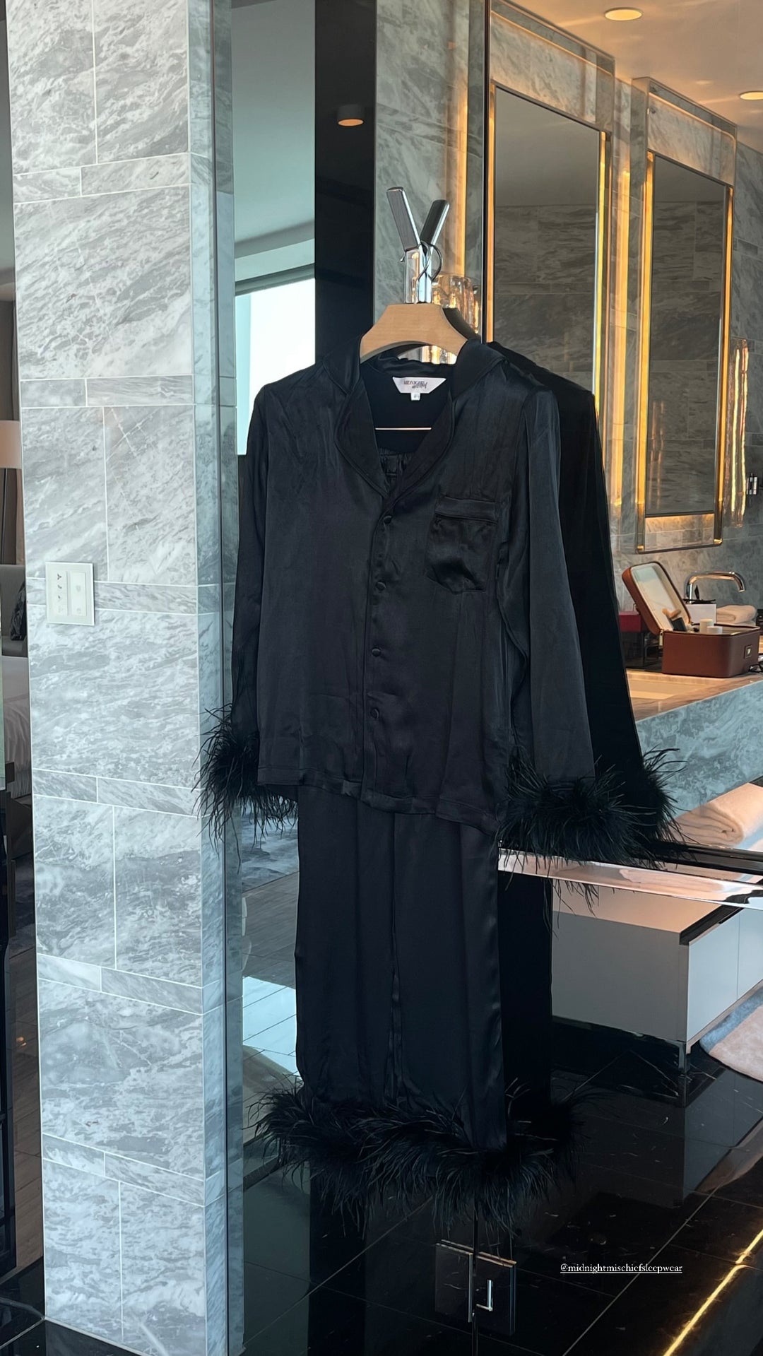 Black Feather Pyjama Winter Set