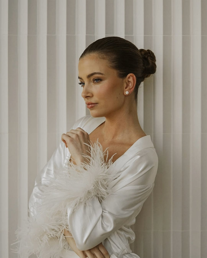 Ivory Feather Long Maxi Robe