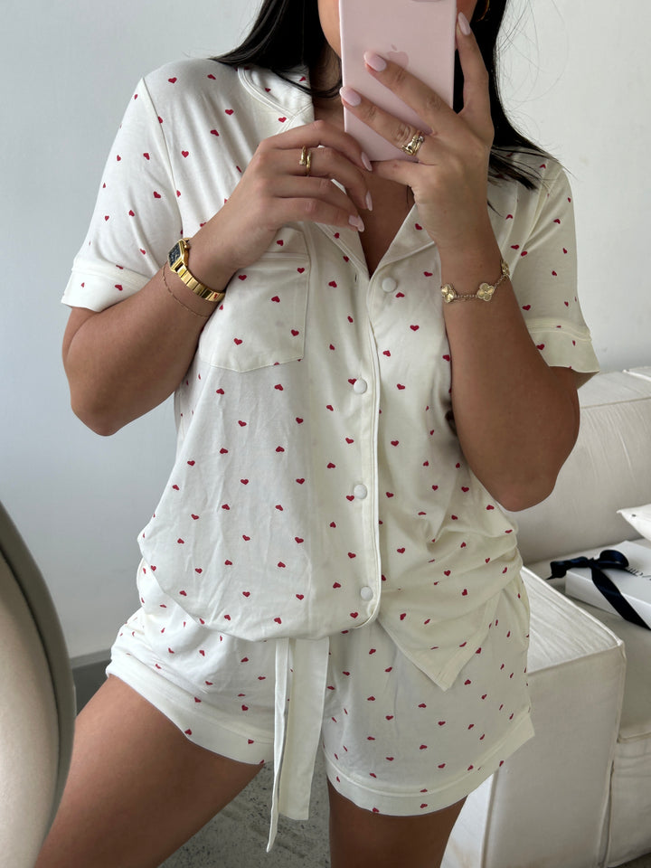 Kids Limited Edition Love Heart Modal Summer Pyjamas - Cream