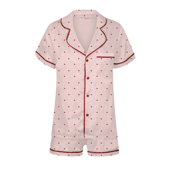 Love Heart Modal Summer Pyjamas - Pink