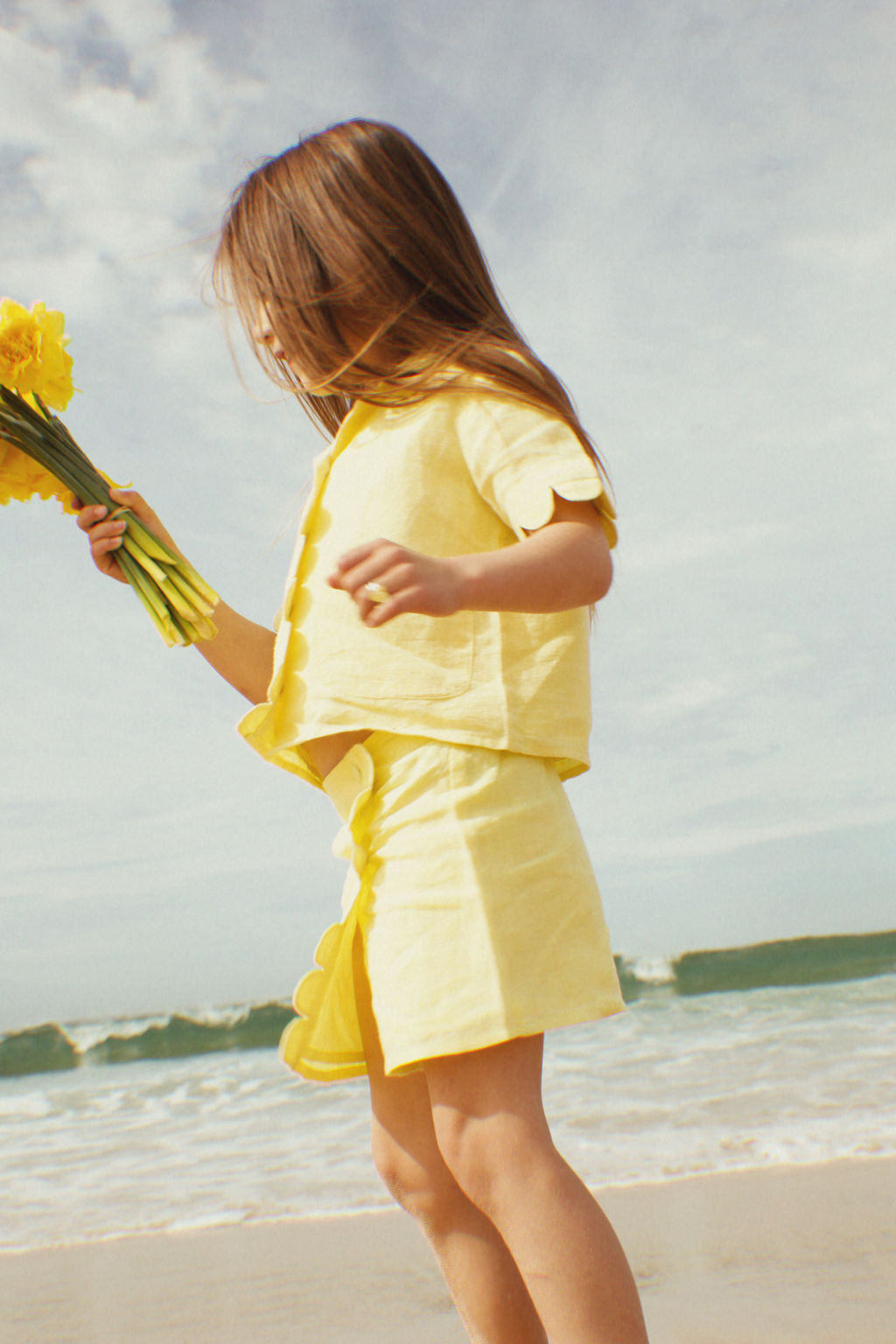The Luna Yellow Linen Skirt