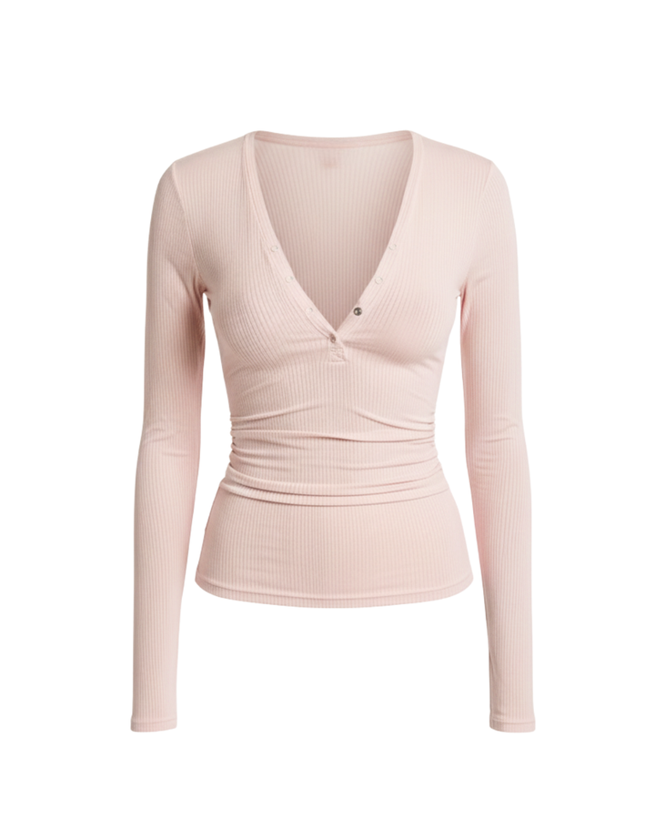 Melt Henley Long Sleeve - Baby Pink