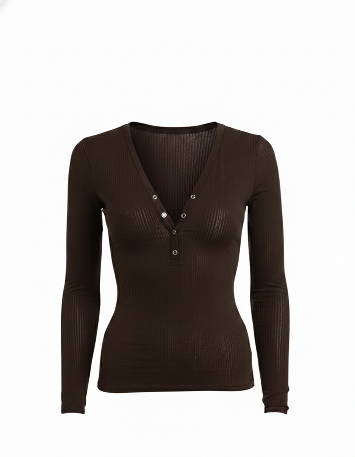 Melt Henley Long Sleeve - Cacao Brown