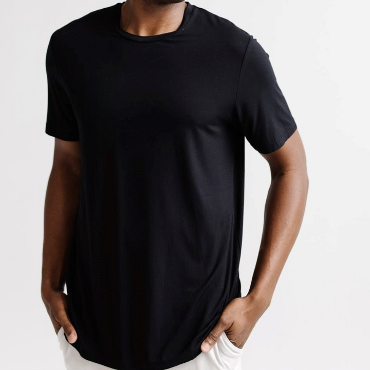 Men's Rib-Knit Bamboo Lounge T-Shirt - Black