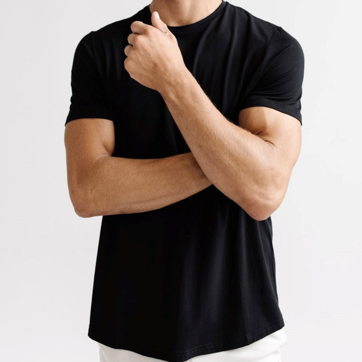 Men's Rib-Knit Bamboo Lounge T-Shirt - Black