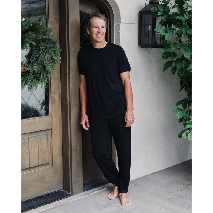 Men's Rib-Knit Bamboo Lounge T-Shirt - Black