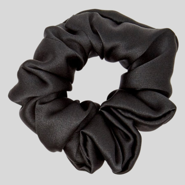 Silk Scrunchie Hair Ties Luxe Accessory – Black