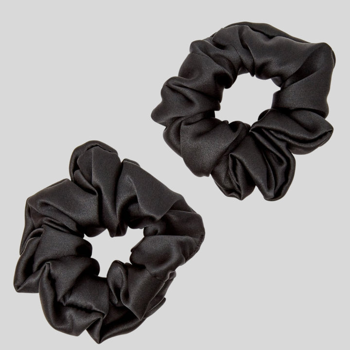 Silk Scrunchie Hair Ties Luxe Accessory – Black