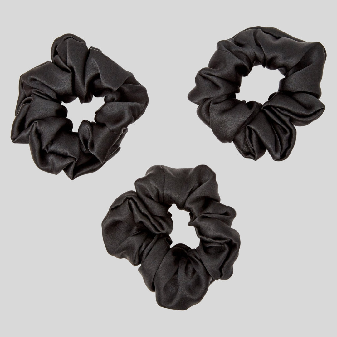 Silk Scrunchie Hair Ties Luxe Accessory – Black